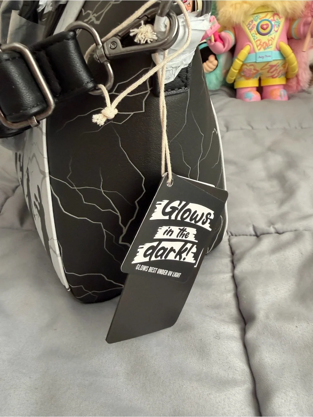 Loungefly Classic Monsters Satchel Bag - White & black. Comes with strap.